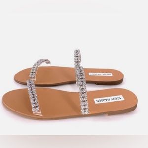 Steve Madden Clear Felicia Crystal Studded Flats